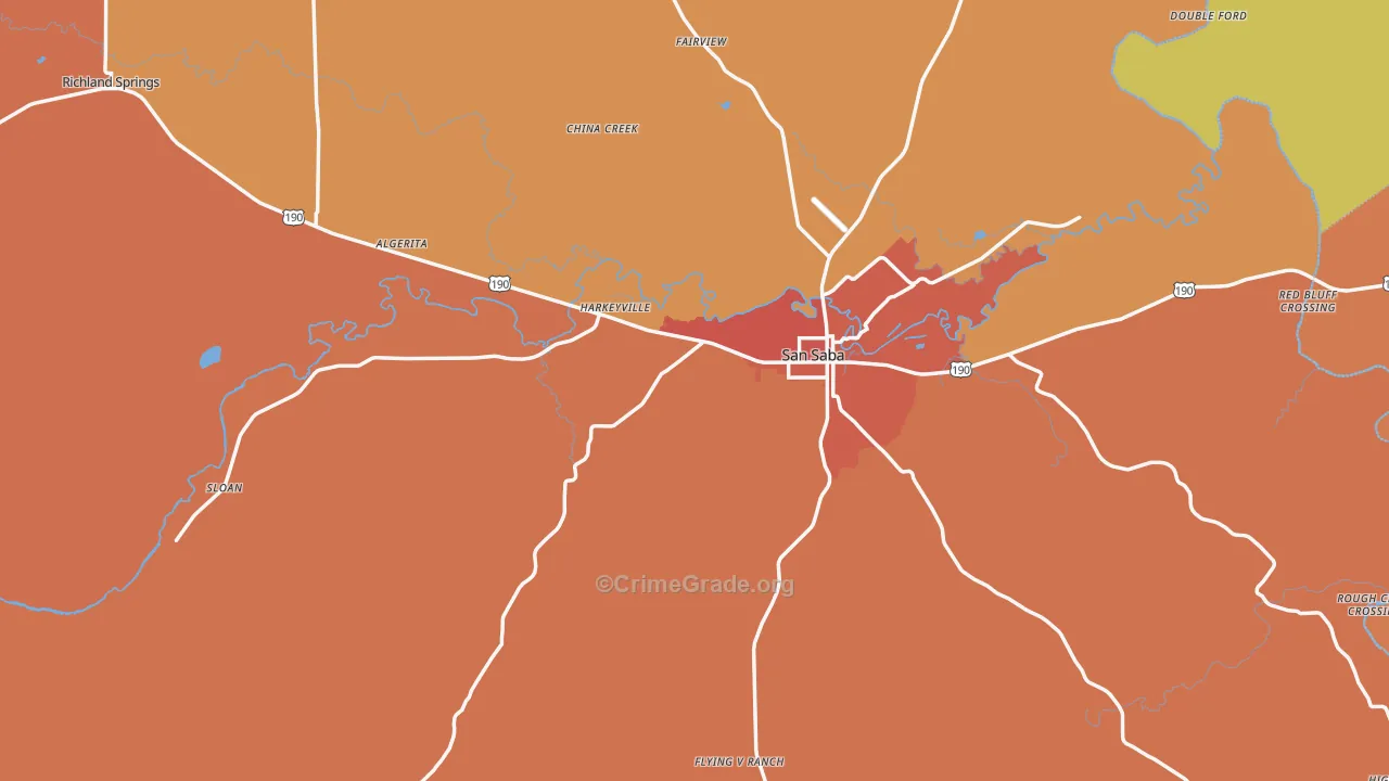 San Saba County, TX Map of Drug-Related Crime Rates