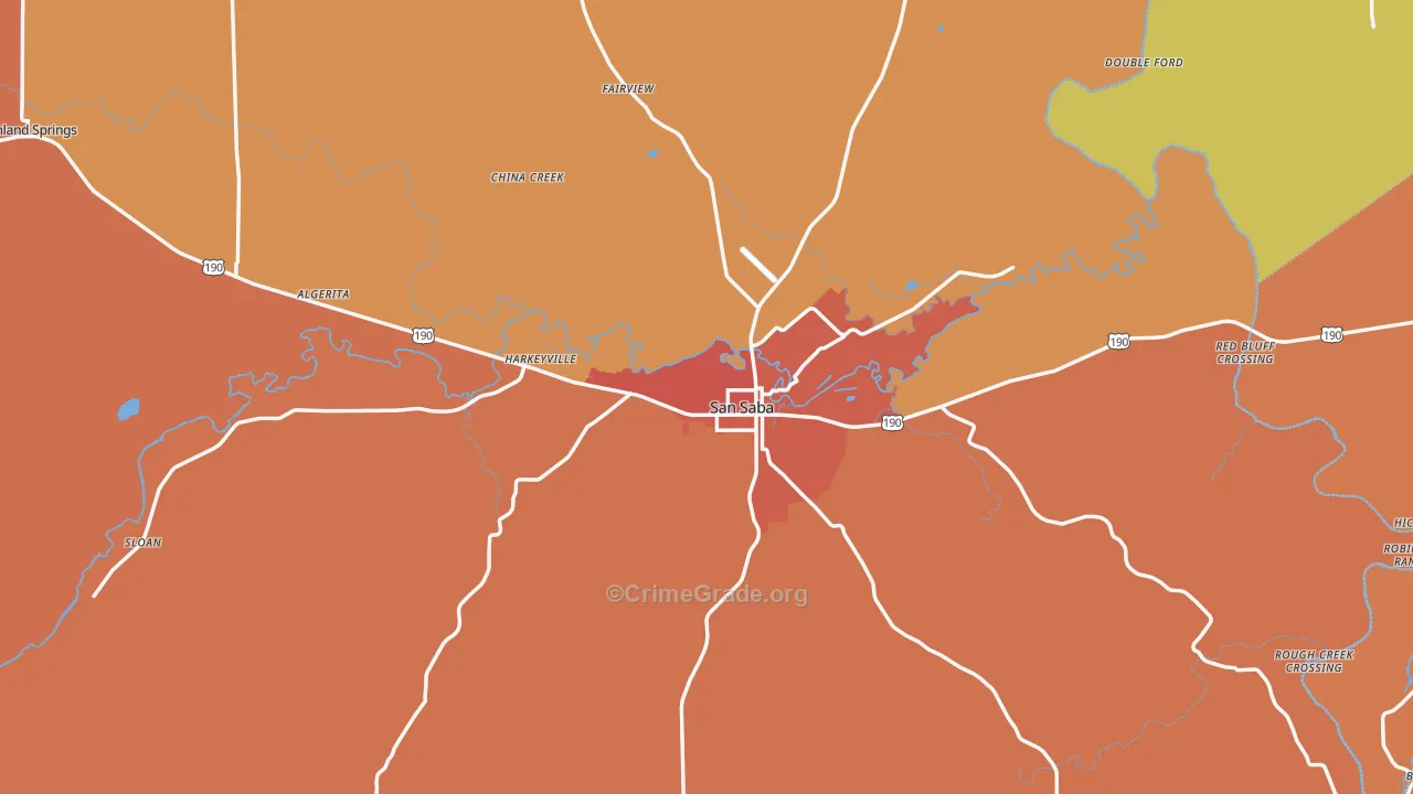 San Saba, TX Map of Drug-Related Crime Rates