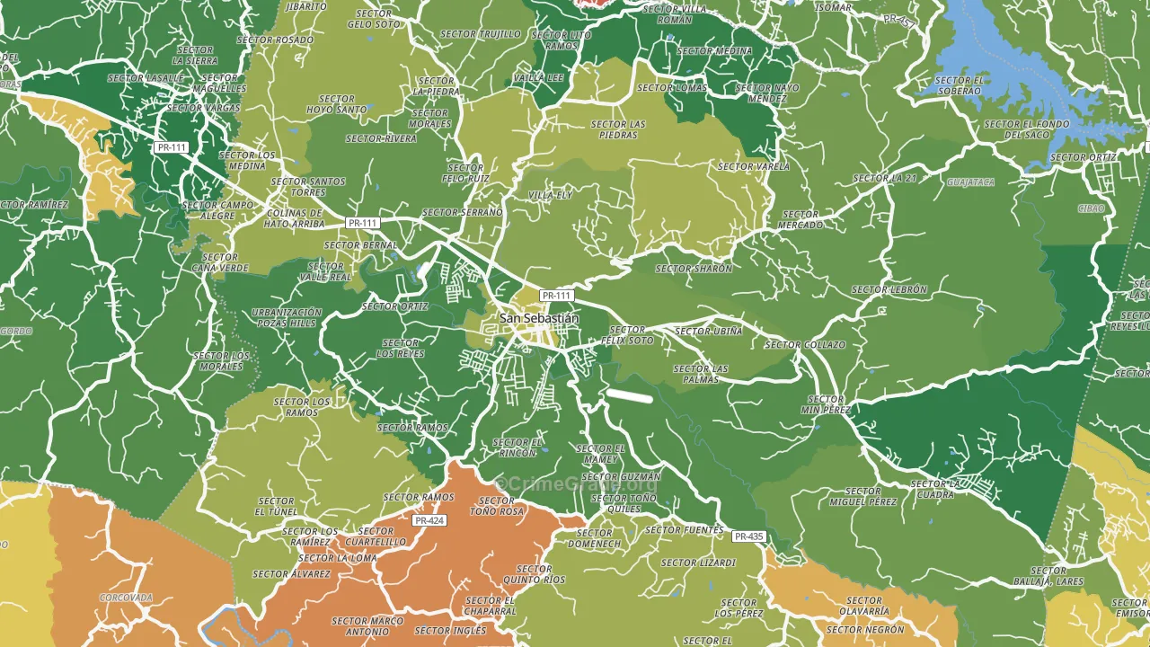 San Sebastian, PR Map of Drug-Related Crime Rates