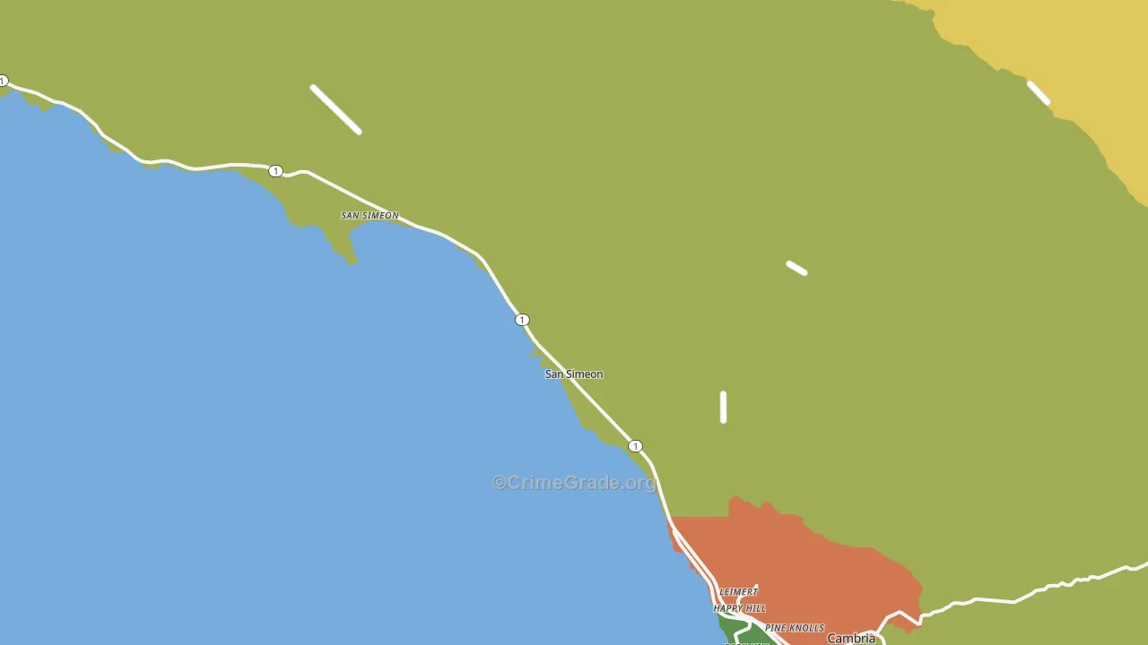 San Simeon, CA Map of Drug-Related Crime Rates