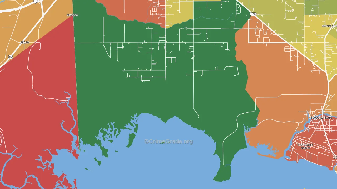 San Souci Beach, AL Map of Drug-Related Crime Rates