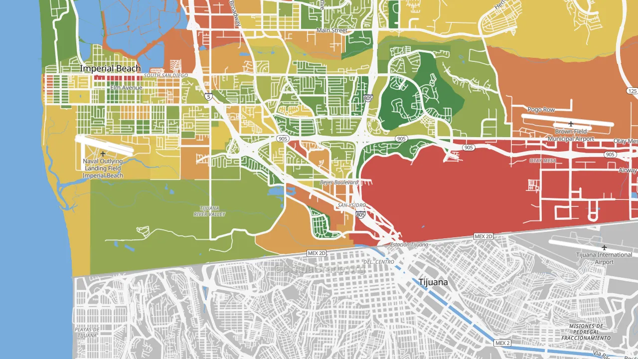San Ysidro, CA Map of Drug-Related Crime Rates