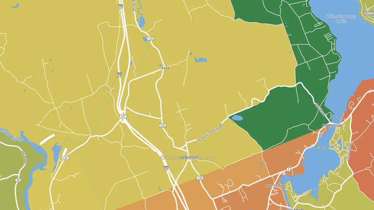 Sanbornton, NH Map of Drug-Related Crime Rates