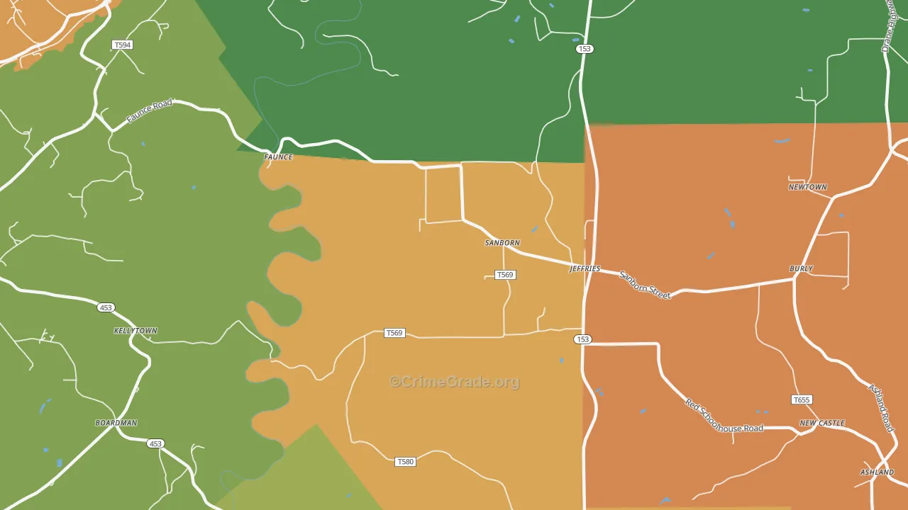 Sanbourn, PA Map of Drug-Related Crime Rates