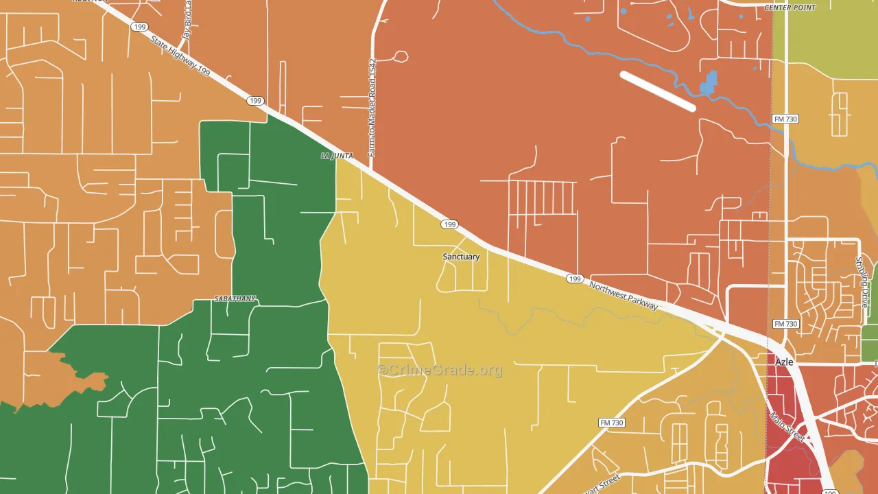 Sanctuary, TX Map of Drug-Related Crime Rates