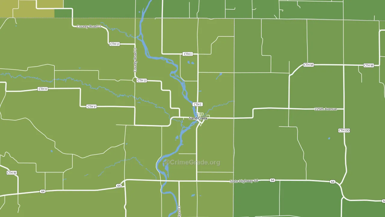Sand Creek, WI Map of Drug-Related Crime Rates