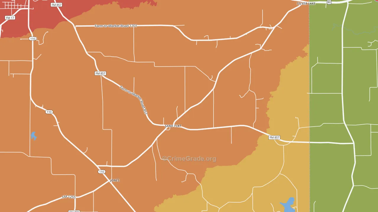 Sand Flat, TX Map of Drug-Related Crime Rates