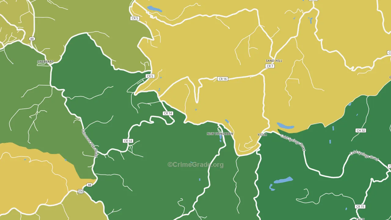 Sand Hill, WV Map of Drug-Related Crime Rates