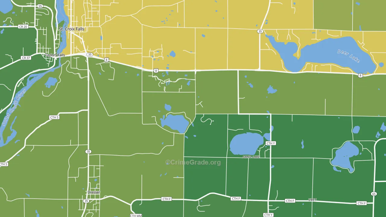 Sand Lake, WI Map of Drug-Related Crime Rates