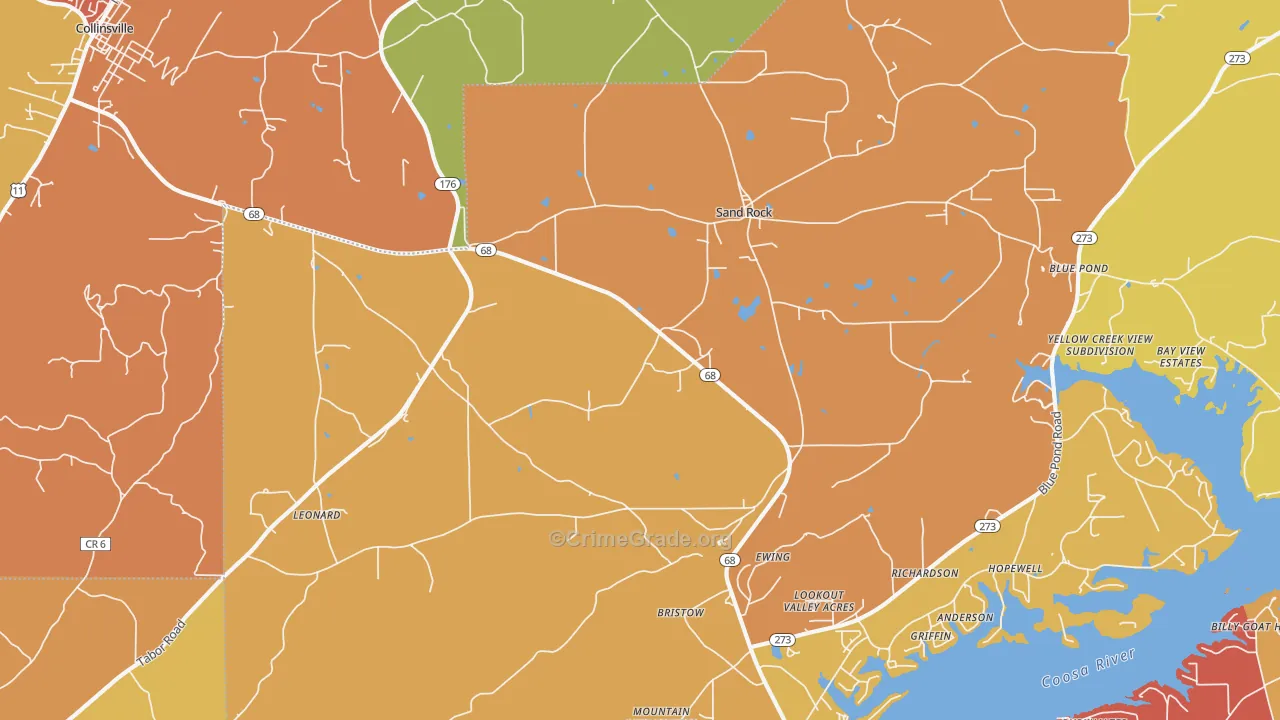 Sand Rock, AL Map of Drug-Related Crime Rates