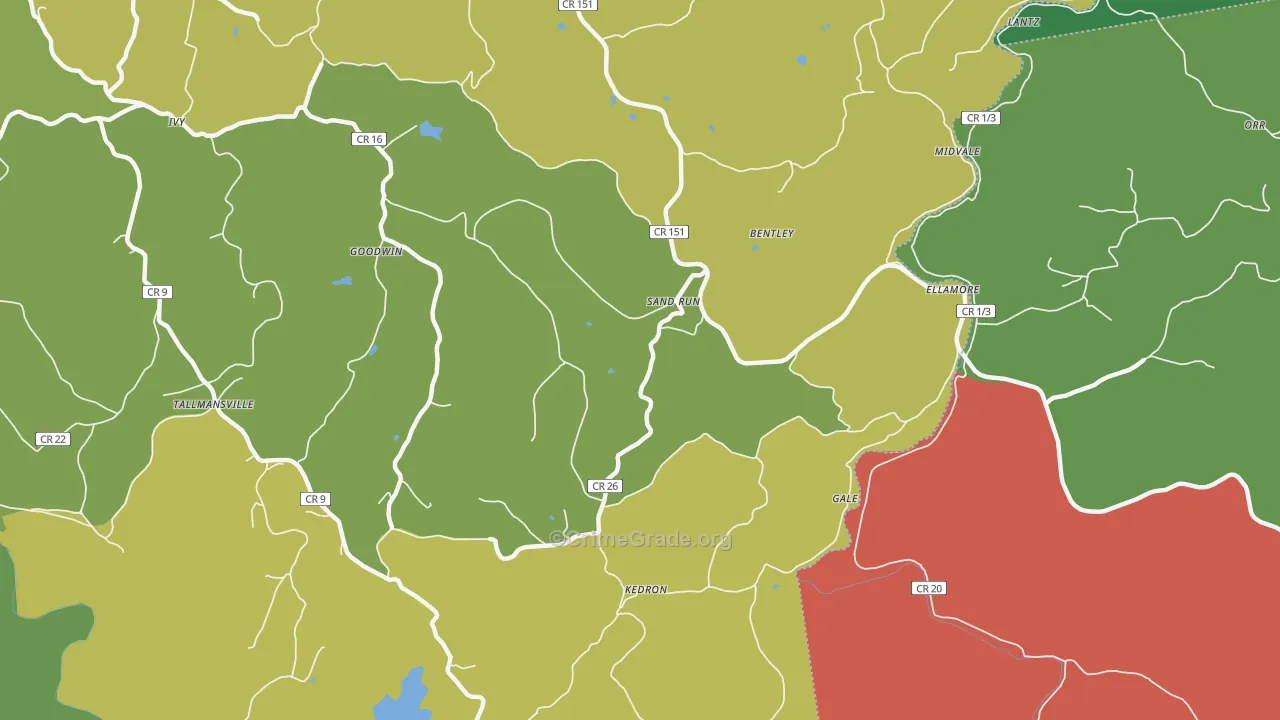 Sand Run, WV Map of Drug-Related Crime Rates