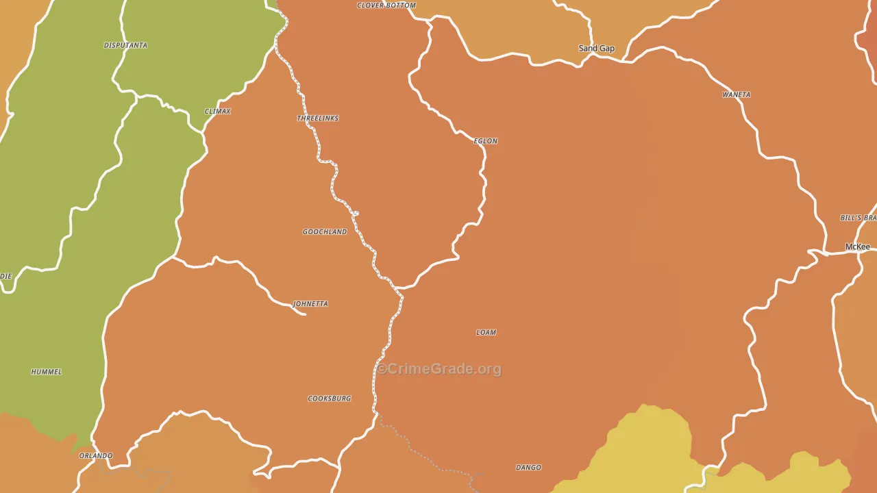Sand Springs, KY Map of Drug-Related Crime Rates