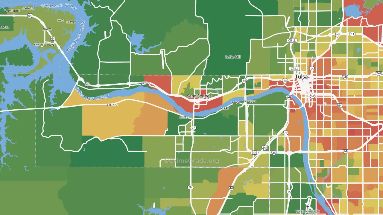 Sand Springs, OK Map of Drug-Related Crime Rates