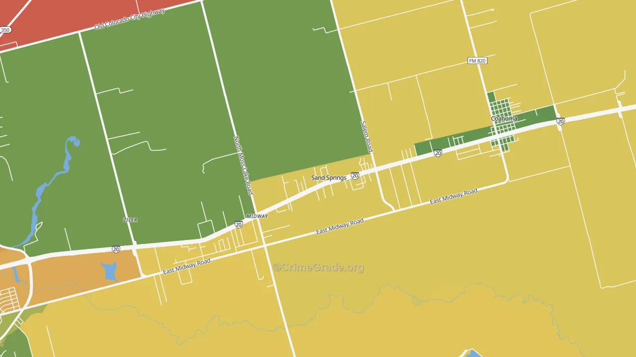Sand Springs, TX Map of Drug-Related Crime Rates