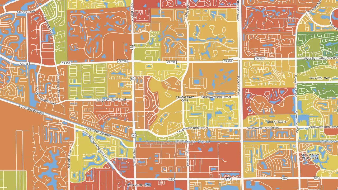 Sandalfoot Cove, Boca Raton, FL Map of Drug-Related Crime Rates