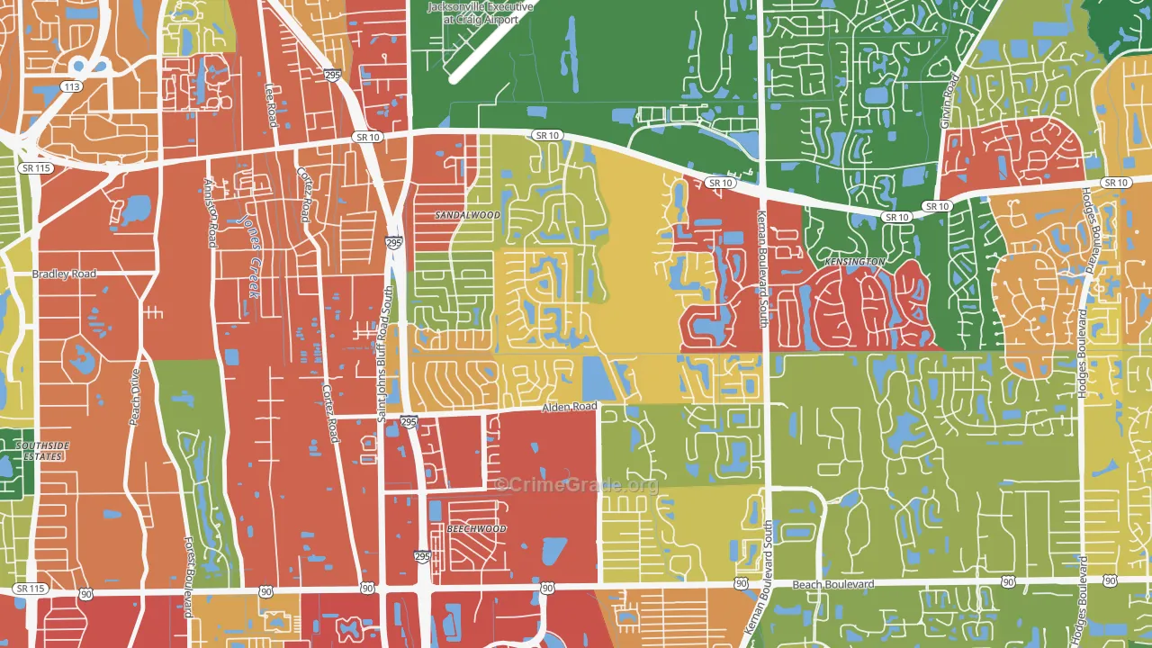 Sandalwood, Jacksonville, FL Map of Drug-Related Crime Rates