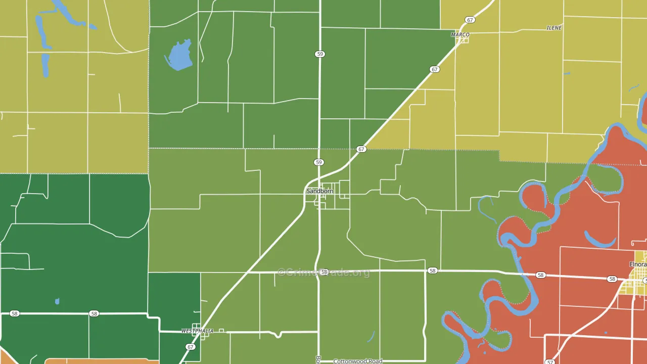 Sandborn, IN Map of Drug-Related Crime Rates