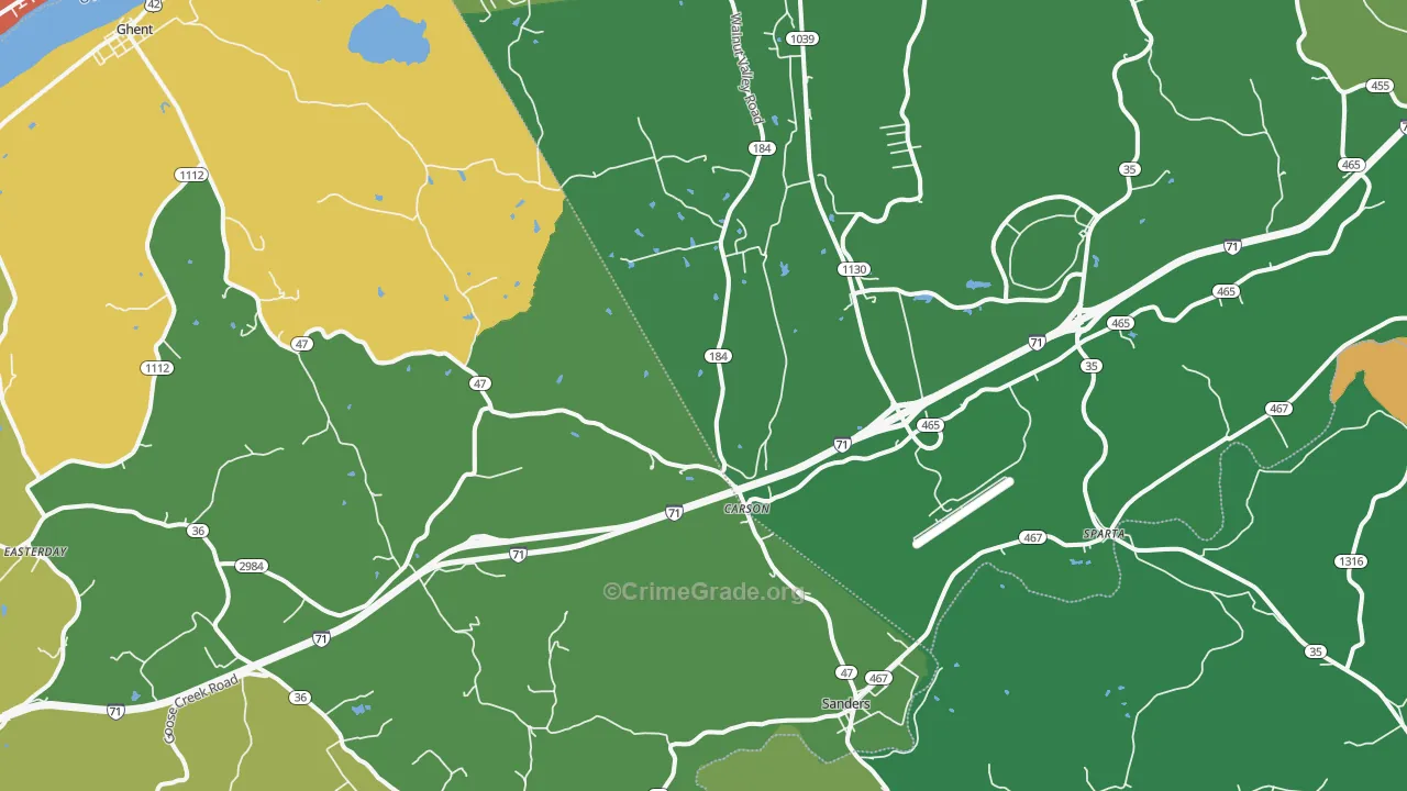 Sanders, KY Map of Drug-Related Crime Rates
