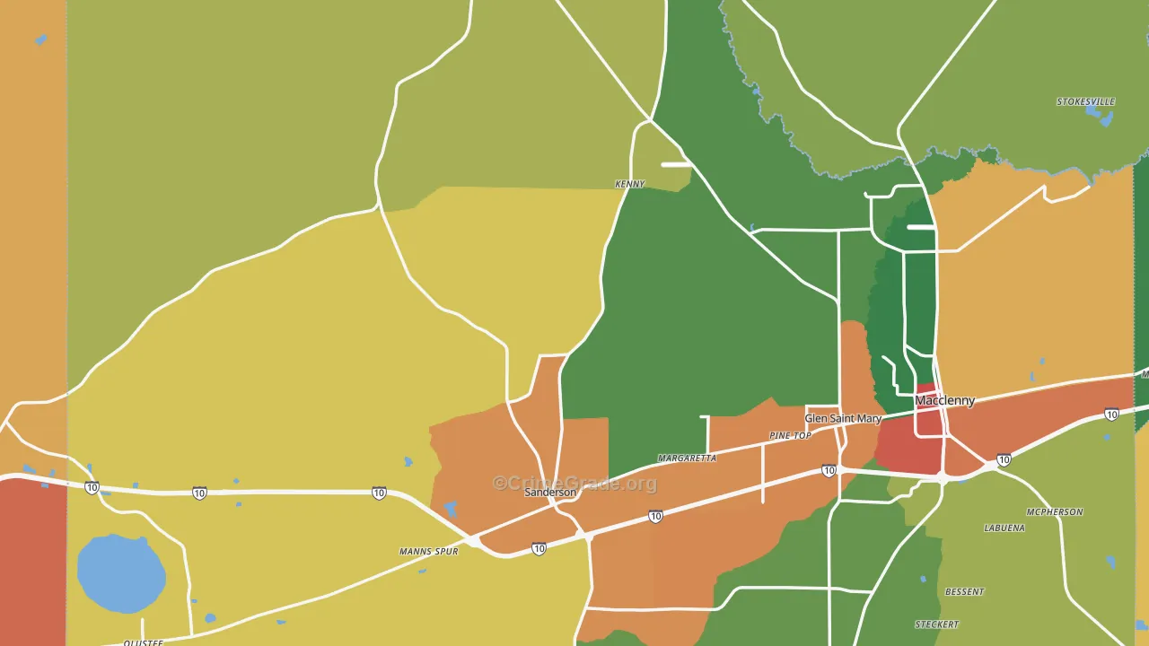 Sanderson, FL Map of Drug-Related Crime Rates