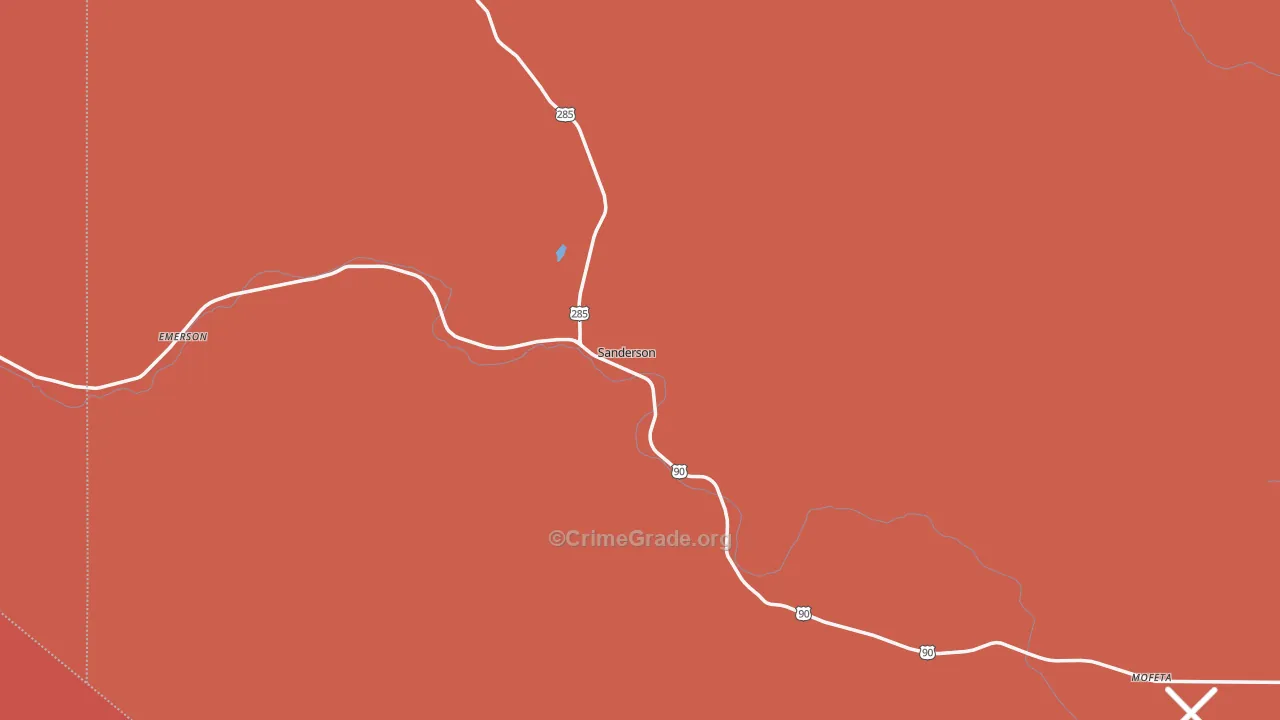Sanderson, TX Map of Drug-Related Crime Rates