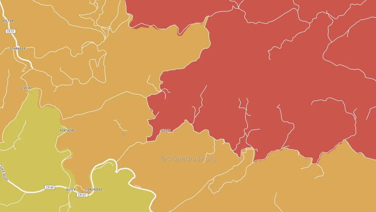 Sanderson, WV Map of Drug-Related Crime Rates