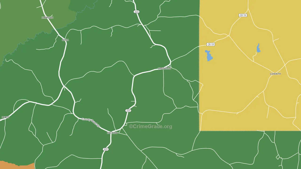 Sandfield, AL Map of Drug-Related Crime Rates