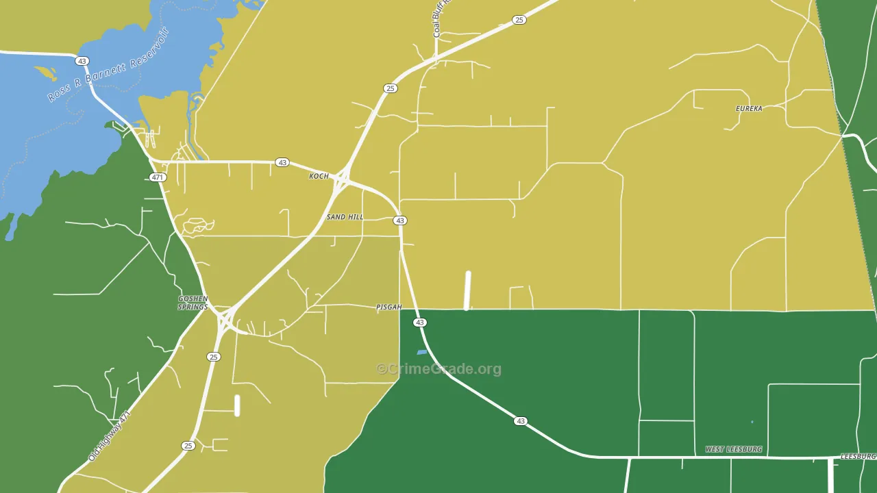 Sandhill, MS Map of Drug-Related Crime Rates