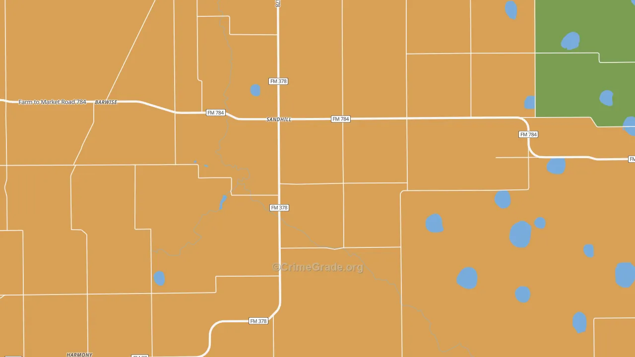 Sandhill, TX Map of Drug-Related Crime Rates
