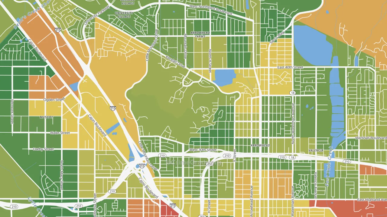 Sandin Hills, San Bernardino, CA Map of Drug-Related Crime Rates