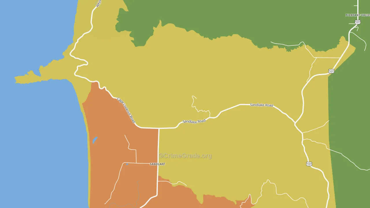Sandlake, OR Map of Drug-Related Crime Rates