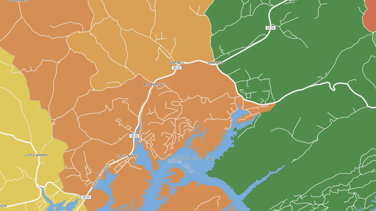 Sandlick, TN Map of Drug-Related Crime Rates