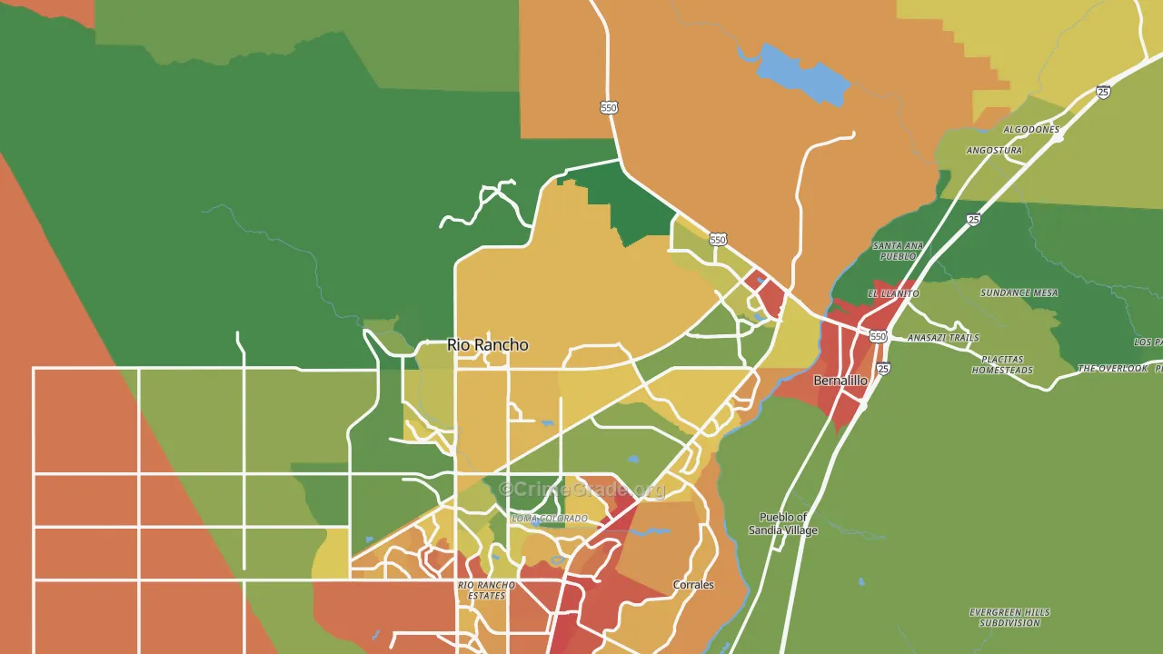 Sandoval County, NM Map of Drug-Related Crime Rates
