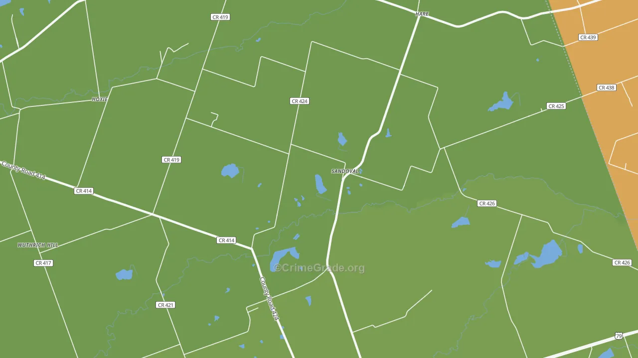 Sandoval, TX Map of Drug-Related Crime Rates