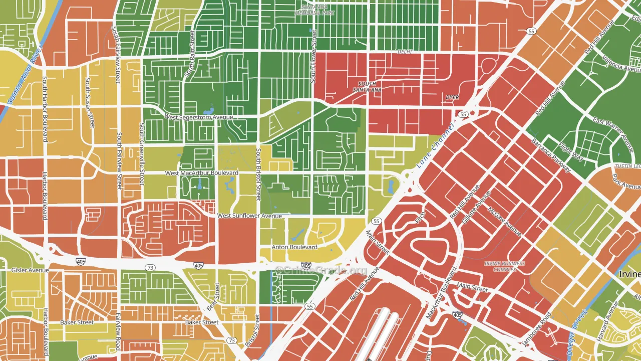 Sandpointe, Santa Ana, CA Map of Drug-Related Crime Rates