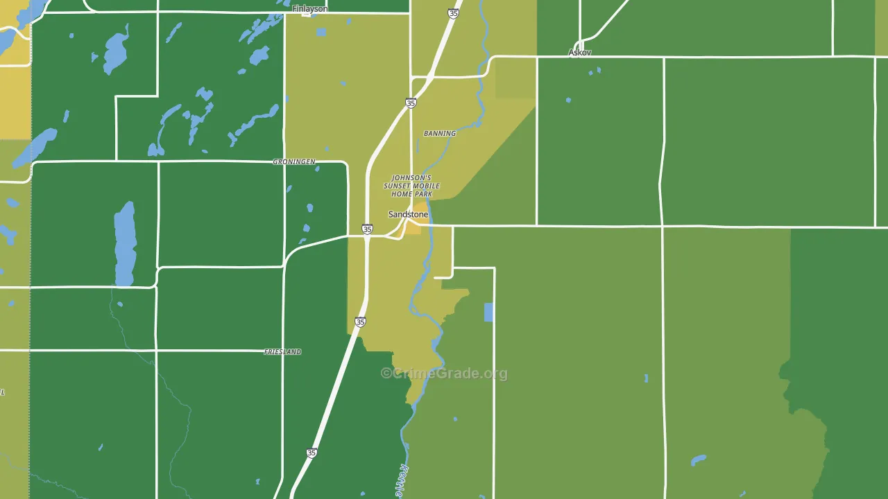 Sandstone, MN Map of Drug-Related Crime Rates