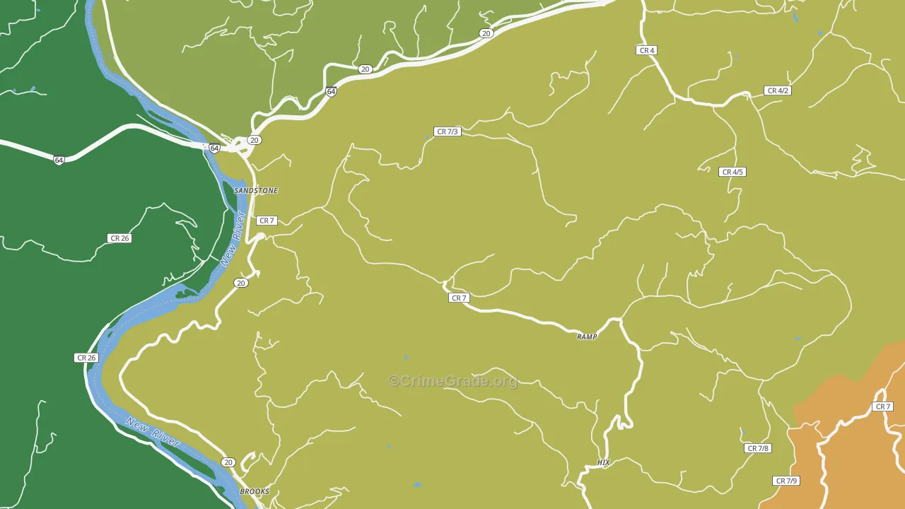Sandstone, WV Map of Drug-Related Crime Rates