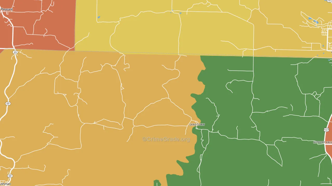 Sandtown, AR Map of Drug-Related Crime Rates