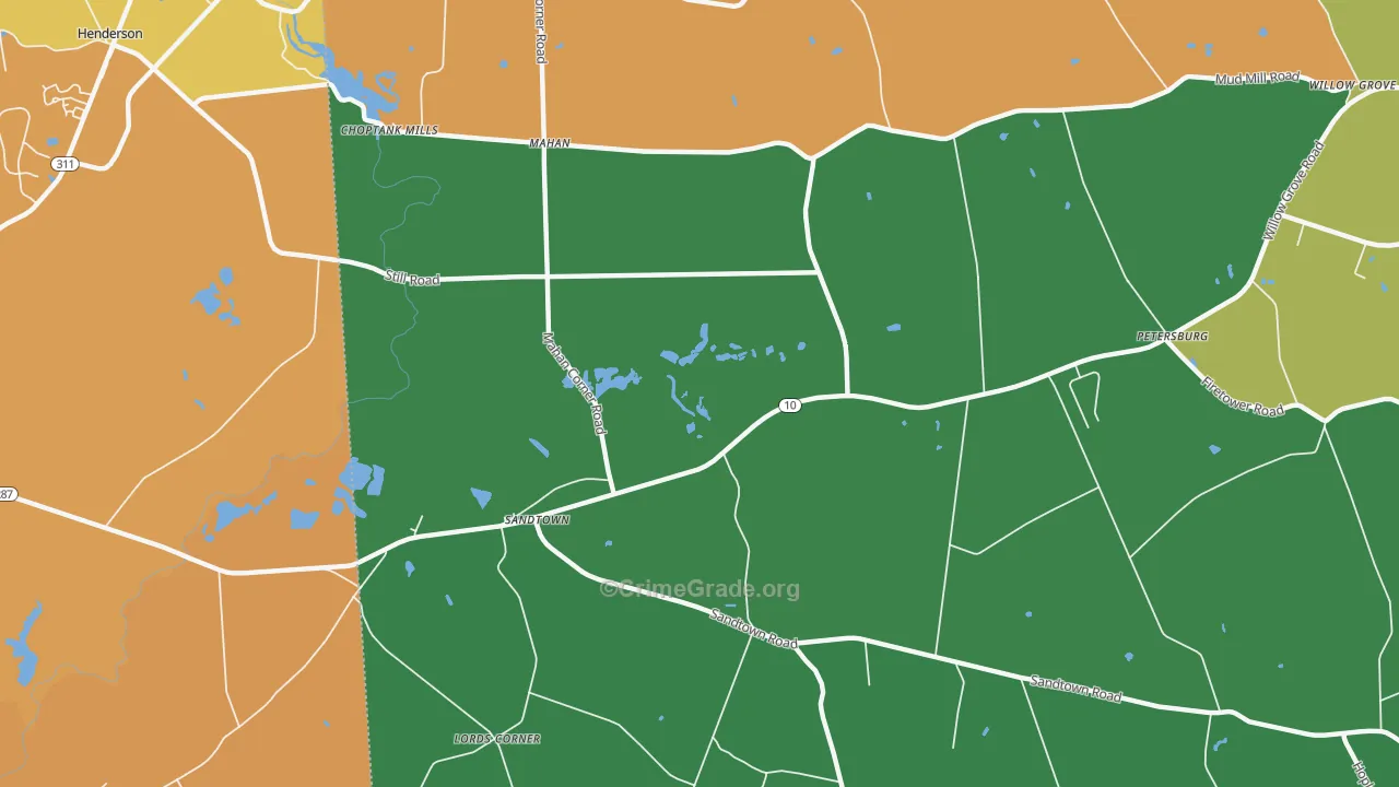 Sandtown, DE Map of Drug-Related Crime Rates