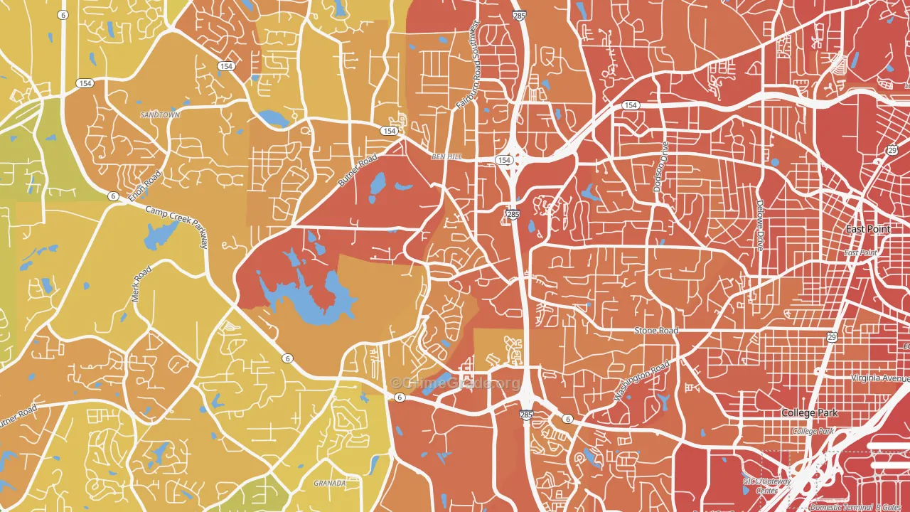 Sandtown-Southeastern Atlanta, Atlanta, GA Map of Drug-Related Crime Rates