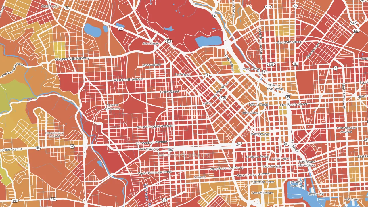 Sandtown-Winchester, Baltimore, MD Map of Drug-Related Crime Rates