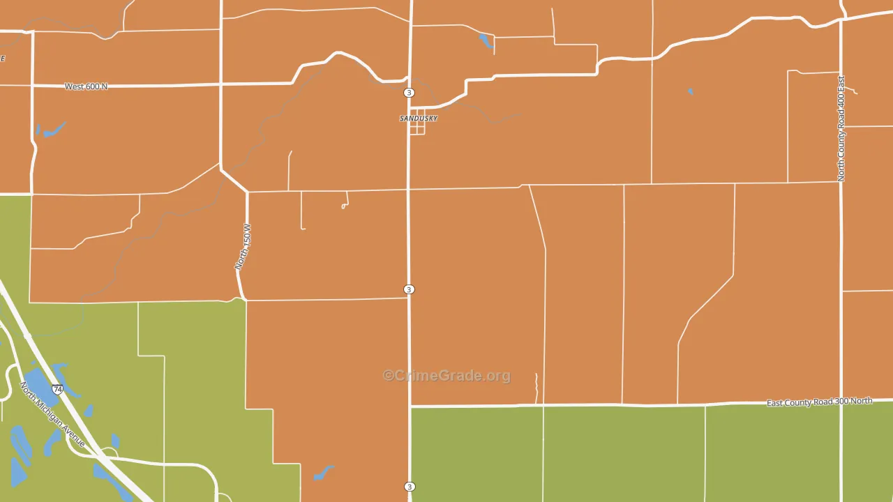 Sandusky, IN Map of Drug-Related Crime Rates