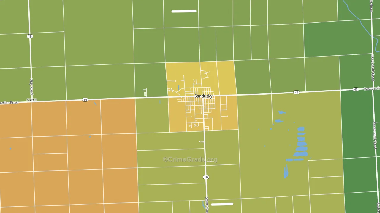 Sandusky, MI Map of Drug-Related Crime Rates