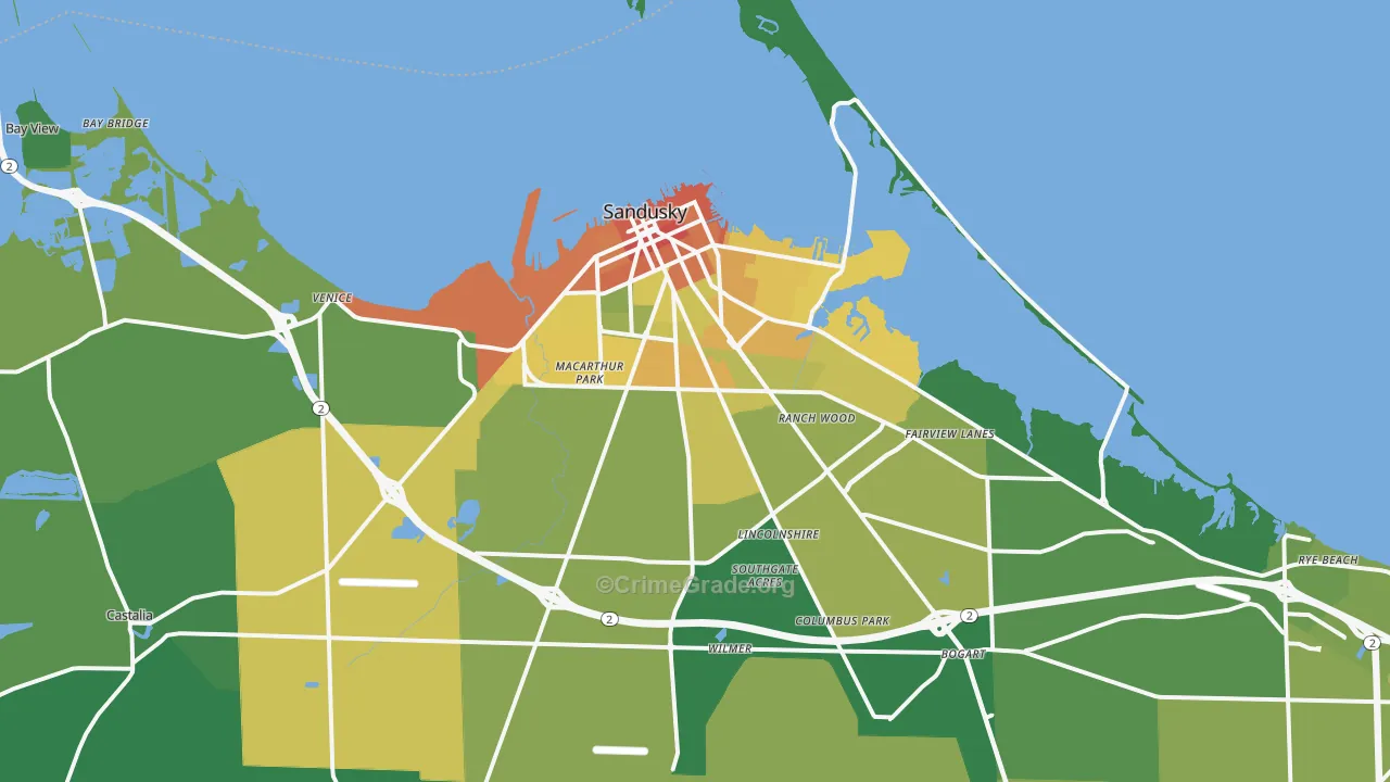 Sandusky, OH Map of Drug-Related Crime Rates