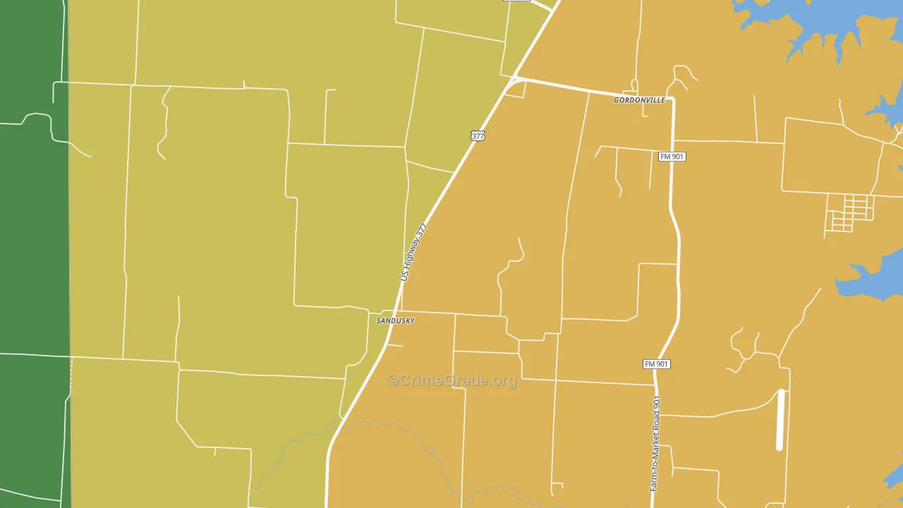 Sandusky, TX Map of Drug-Related Crime Rates