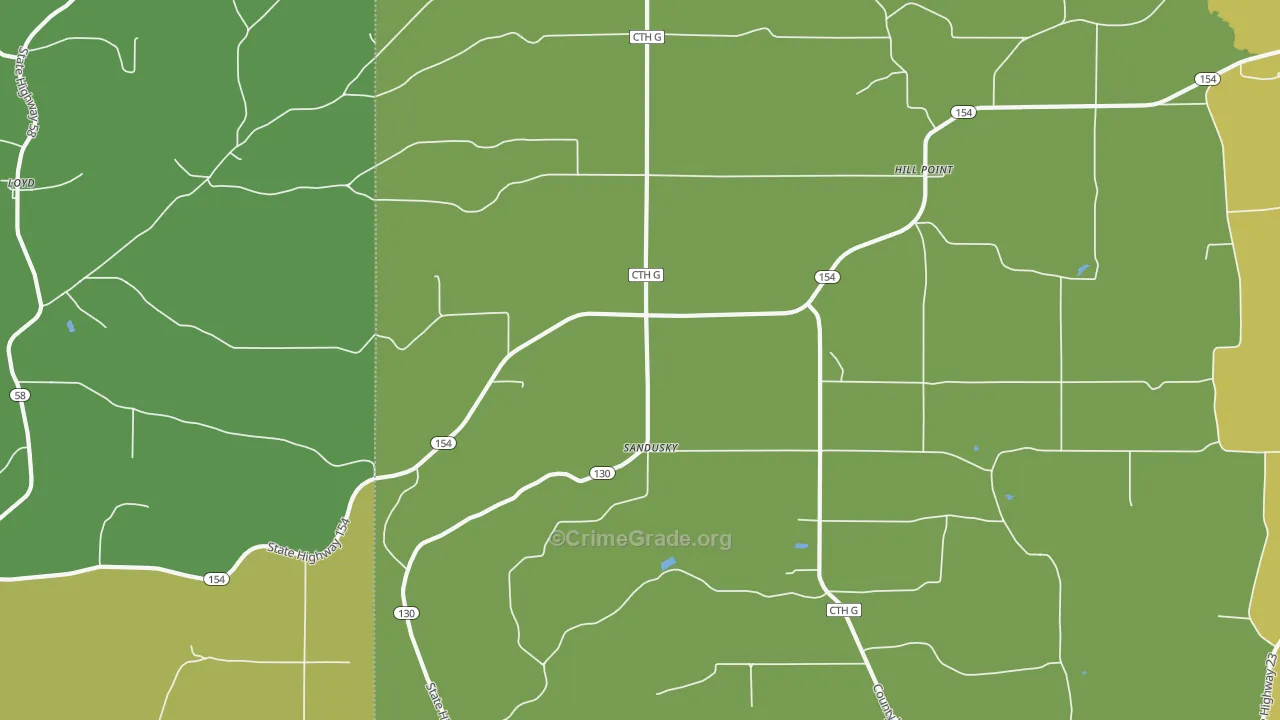 Sandusky, WI Map of Drug-Related Crime Rates