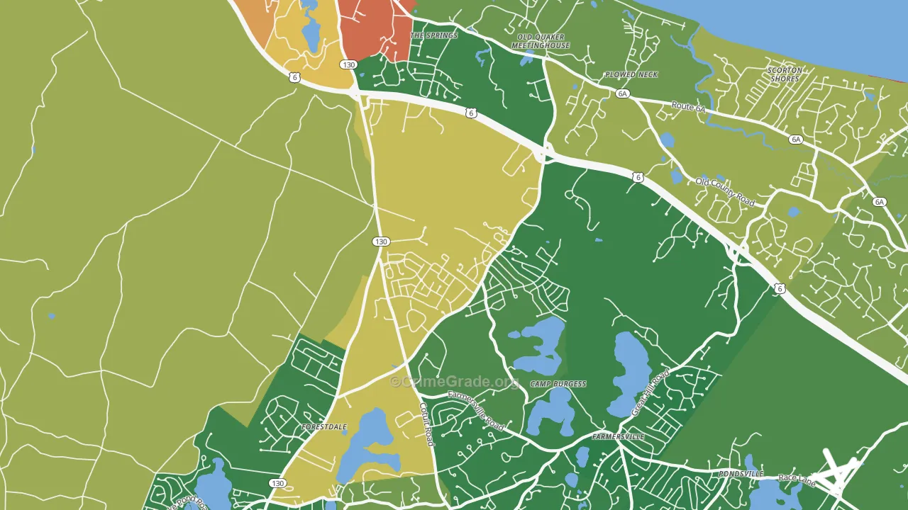 Sandwich, MA Map of Drug-Related Crime Rates