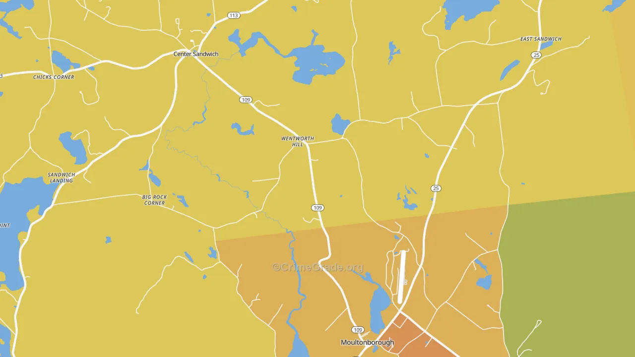 Sandwich, NH Map of Drug-Related Crime Rates