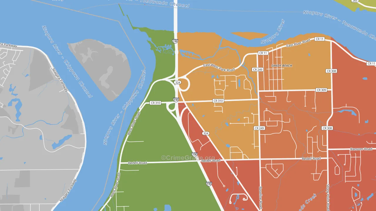 Sandy Beach, NY Map of Drug-Related Crime Rates