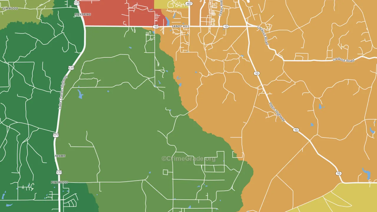 Sandy Hill, LA Map of Drug-Related Crime Rates