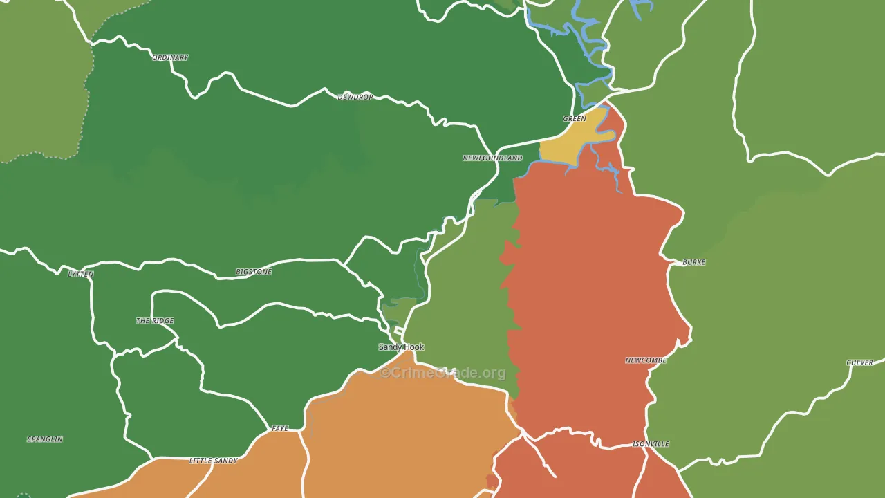 Sandy Hook, KY Map of Drug-Related Crime Rates
